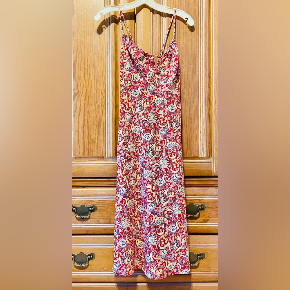 Vintage Midi dress Paisley print spaghetti strap